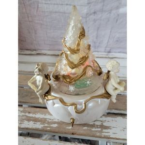 Sr vintage light up tree cherub Xmas decor